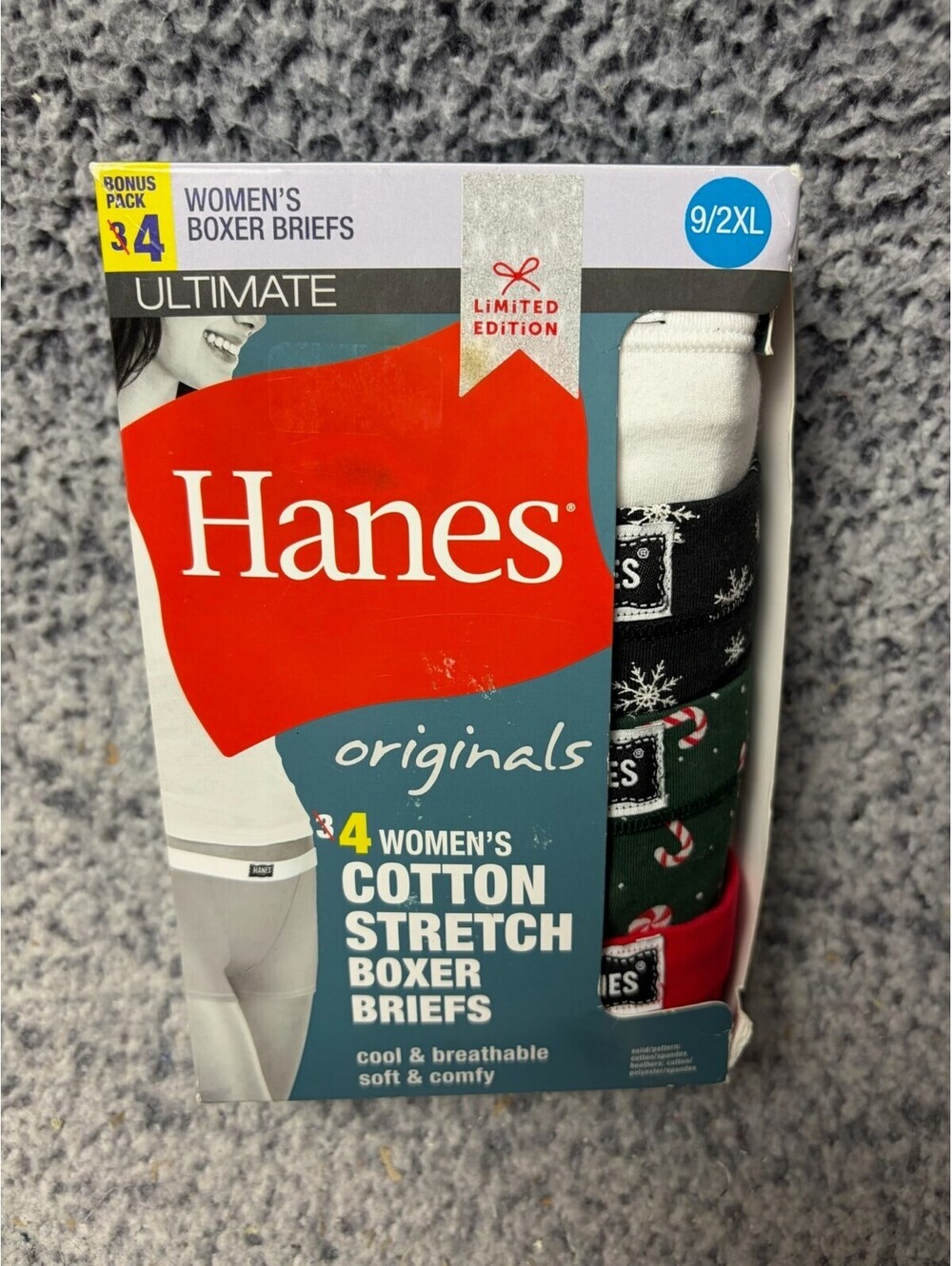 Hanes Women’s Boxer Briefs 2XL 9 Cotton Stretch 4 Pack Limited Edition NEW